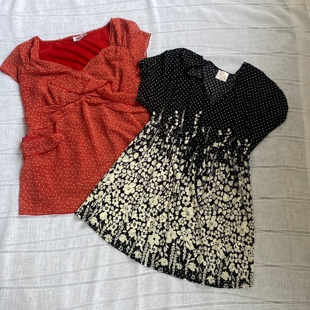 Motherhood maternity and Sire Lily maternity blouse bundle.